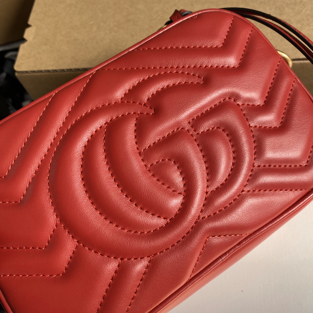 Gucci GG Marmont Matelasse Mini Shoulder Bag 448065 Red